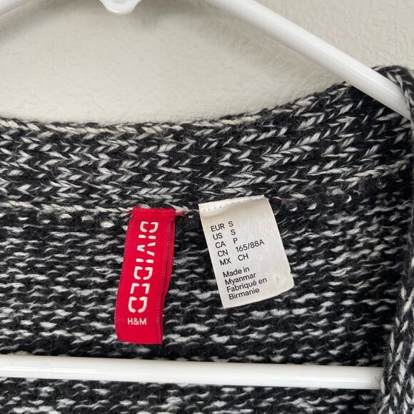H&M Black White Knit Oversized Wool Blend Cardigan Sweater (S) - Picture 2 of 8